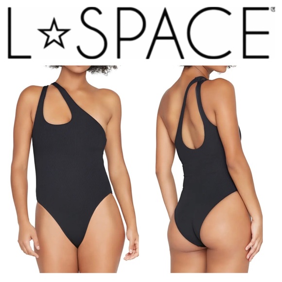 NWOT L*Space Phoebe Classic One-Shoulder Rib One-Piece Swimsuit - Picture 4 of 9